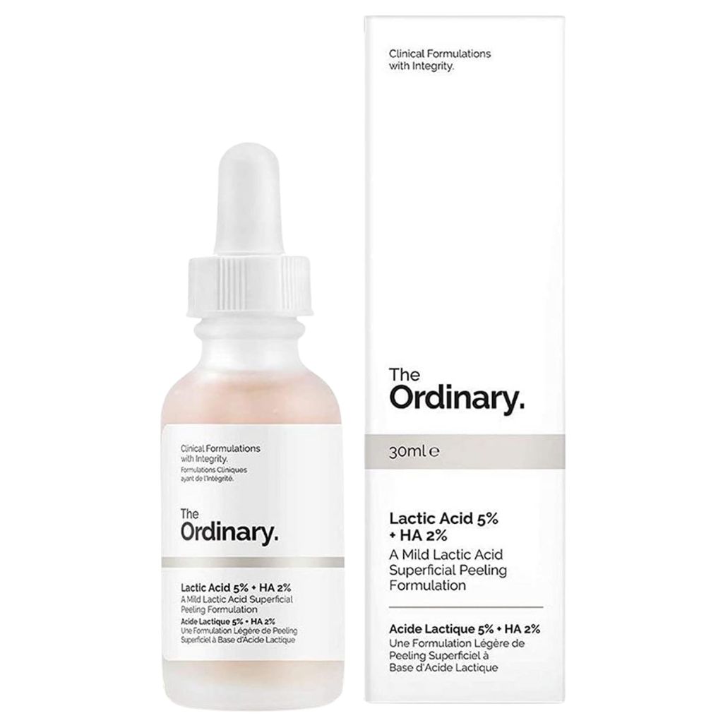 Serum kozmetike me acid laktik 5% dhe HA 2% për lëkurën e ndjeshme dhe exfoliation.
