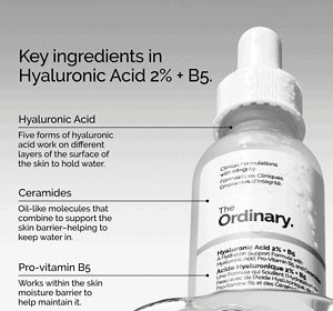 Serum me acid hialuronik 2% + B5 për hidratim të thellë të lëkurës.