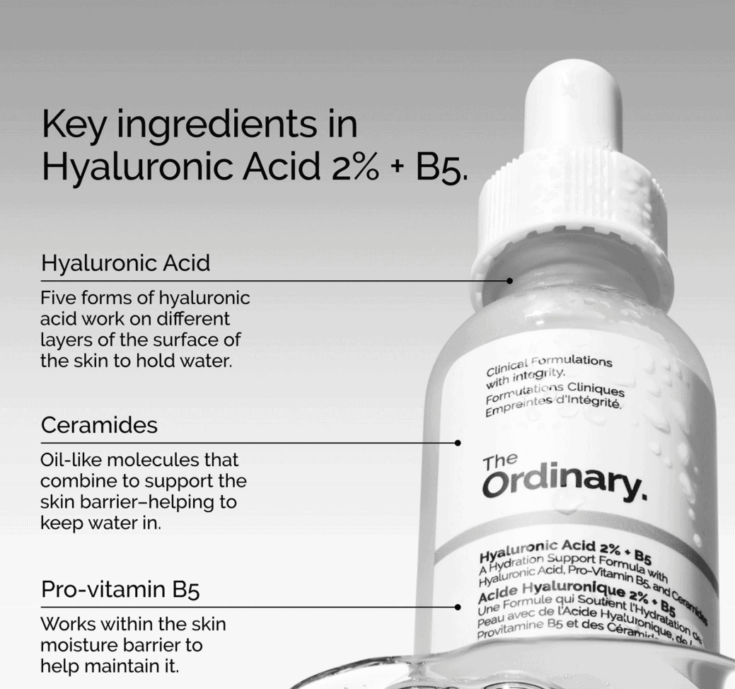 Serum me acid hialuronik 2% + B5 për hidratim të thellë të lëkurës.