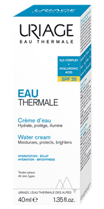 URIAGE Eau Thermale creme d'eau SPF20 hidratues, mbrojtëse dhe ndriçuese për lëkurën.