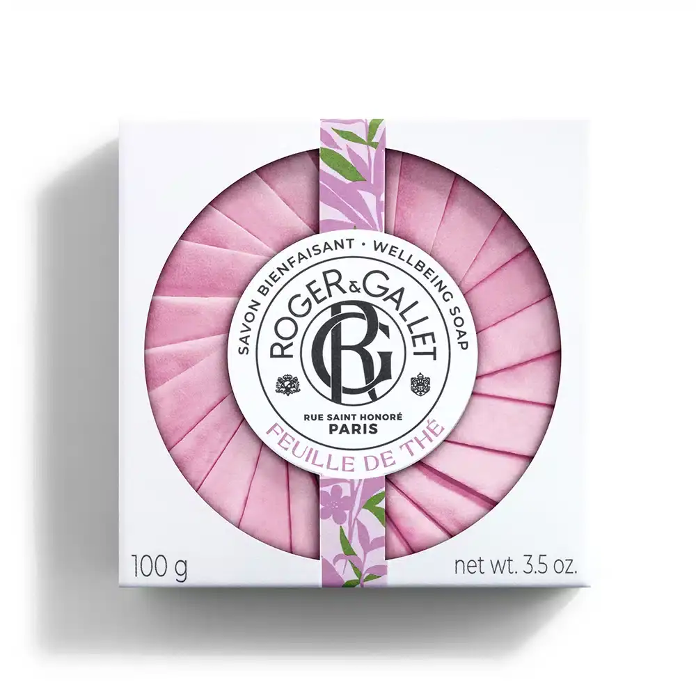 Sapun Roger & Gallet Feuille de Thé, 100g, për kujdesin e lëkurës, aromë e lehtë dhe freskuese.