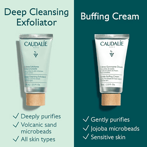 Caudalie buffing cream për lëkurë të ndjeshme, për pastrim të thellë dhe përmirësim të lë.