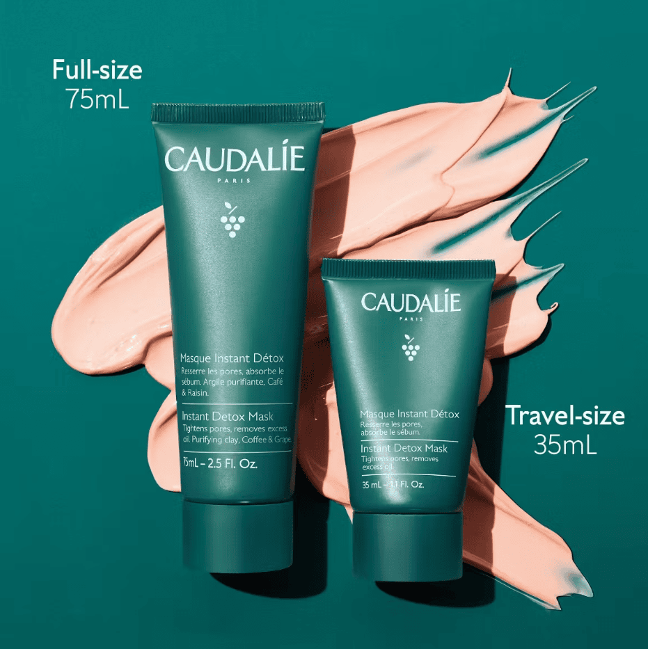 Maskë detoksifikuese Caudalie për lëkurë të pastër dhe të freskët, 75ml dhe 35ml.