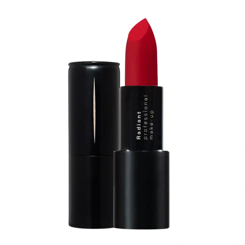 Rradiant Advanced Care Lippenstift MT201 për buzë me ngjyrë të kuqe të thellë.