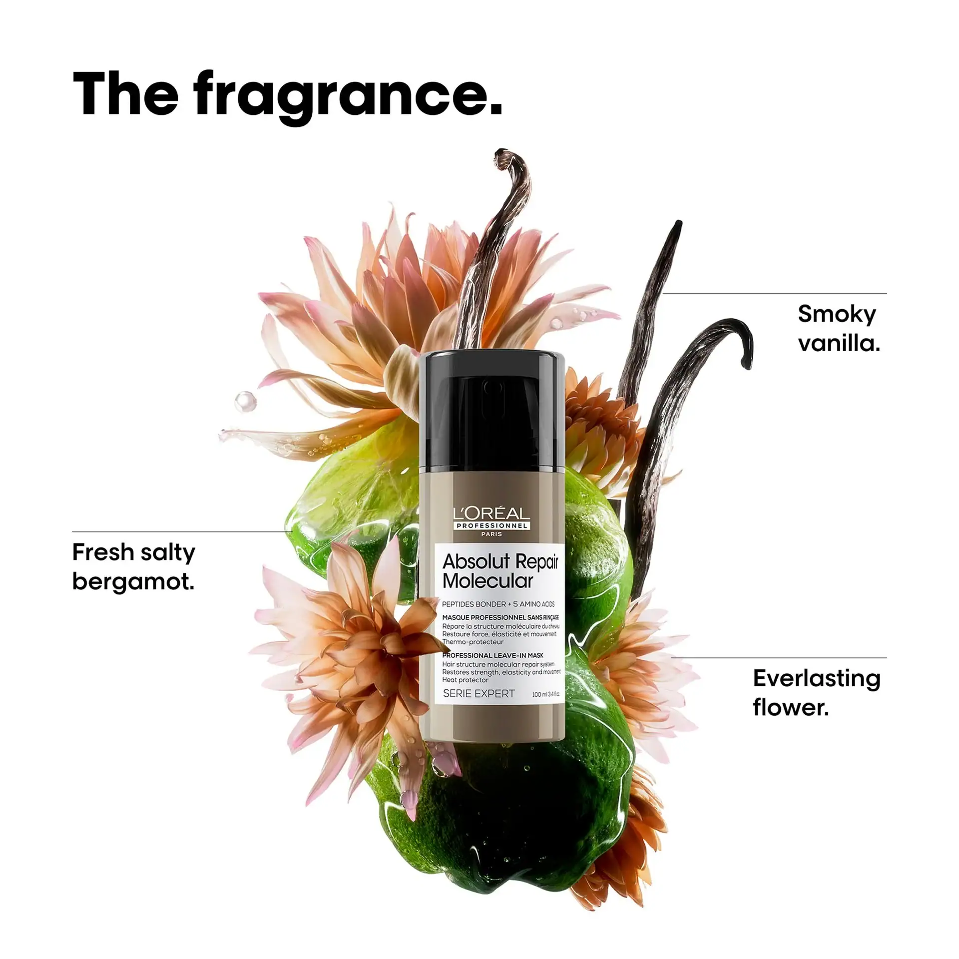 Kozmetik produkt për riparimin e flokëve, maskë L'Oreal Absolut Repair Molecular, aromë vanilje.
