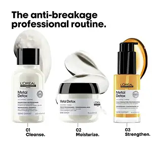 L'Oreal Metal Detox produkt për kujdesin e flokëve dhe parandalimin e dëmtimit.