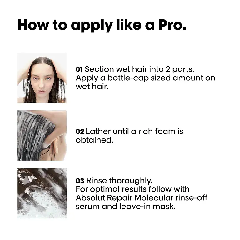 LOREAL ABSOLUT REPAIR MOLECULAR SHAMPOO 300ml thumbnail 4