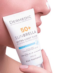 Sunbrella Ultra-light fluid për lëkurë të yndyrshme dhe të kombinuar, mbrojtje UVB dhe UVA, SPF.