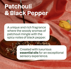 Kozmetik produkt me aromë patchouli dhe piper i zi për kujdesin e lëkurës dhe aromaterapinë.