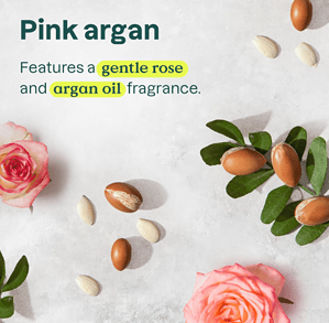 Produkt kozmetike me vaj argan dhe aromë rozë e butë për kujdesin e flokëve dhe lëkurës.