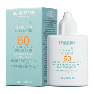 Kremë dielli SEVENTEEN City Shade SPF 50 për lëkurë të yndyrshme dhe të prirur për akne.
