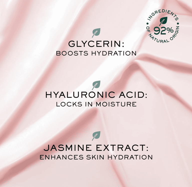 Hydratues për lëkurën me Glycerin, Hyaluronic Acid dhe Jasmin Extract.