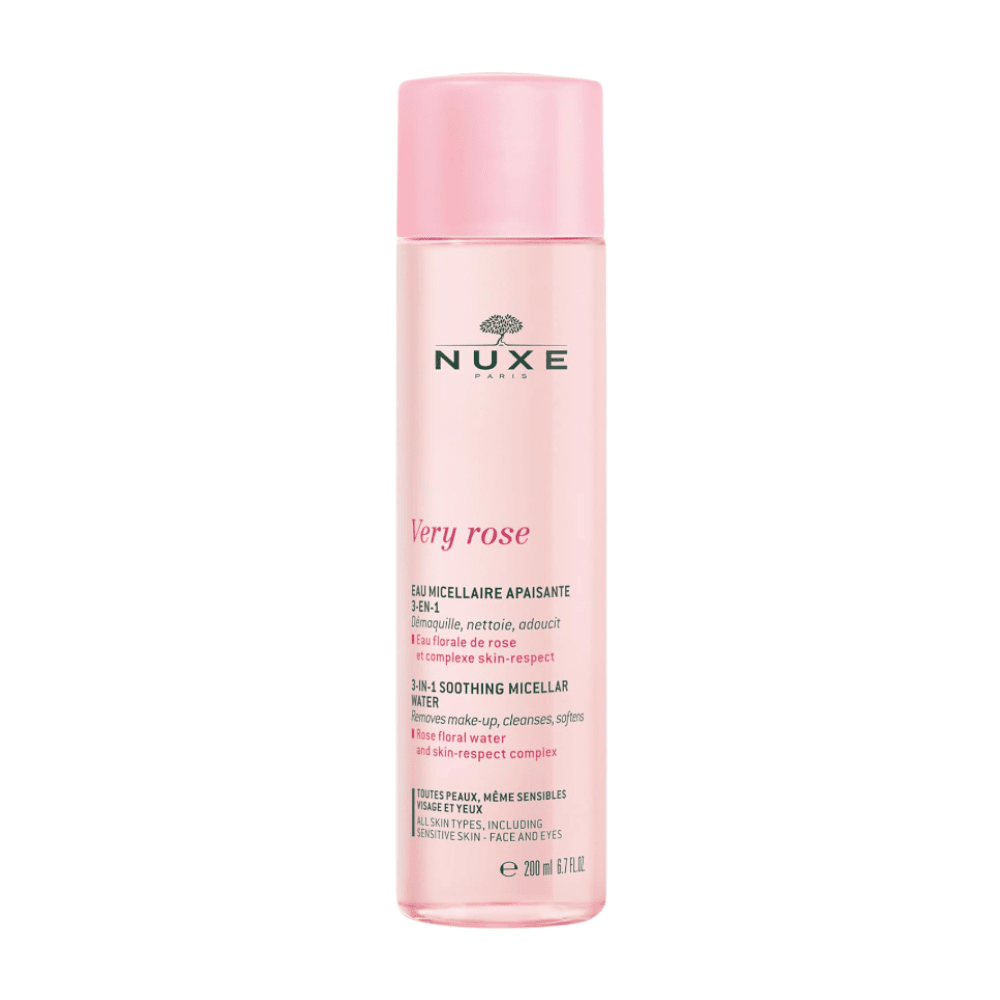 NUXE Very Rose micellar water for sensitive skin, 200ml, soothing and cleansing.