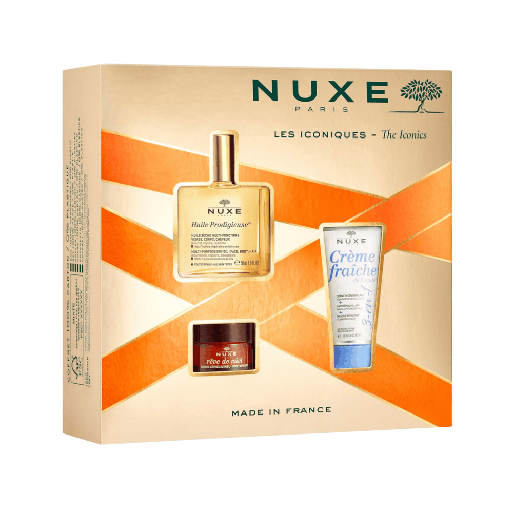 NUXE kozmetik set me krem, serum dhe hidratues për fytyrën, për kujdes të lëkurës së fytyrës.
