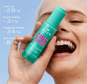 Serum për lëkurë të yndyrshme NUXE ZINC POWER 30ML me përmbajtje cink dhe përmirësim të akne.