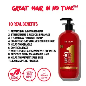 Uniqone Shampo 490ml për kujdesin e flokëve, hidratim dhe rigjenerim i flokëve të dëmtuara.