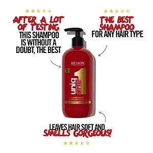 Shampo Uniqone 490ml për flokë të butë dhe të shëndetshëm, për çdo lloj flokësh, me aromë.