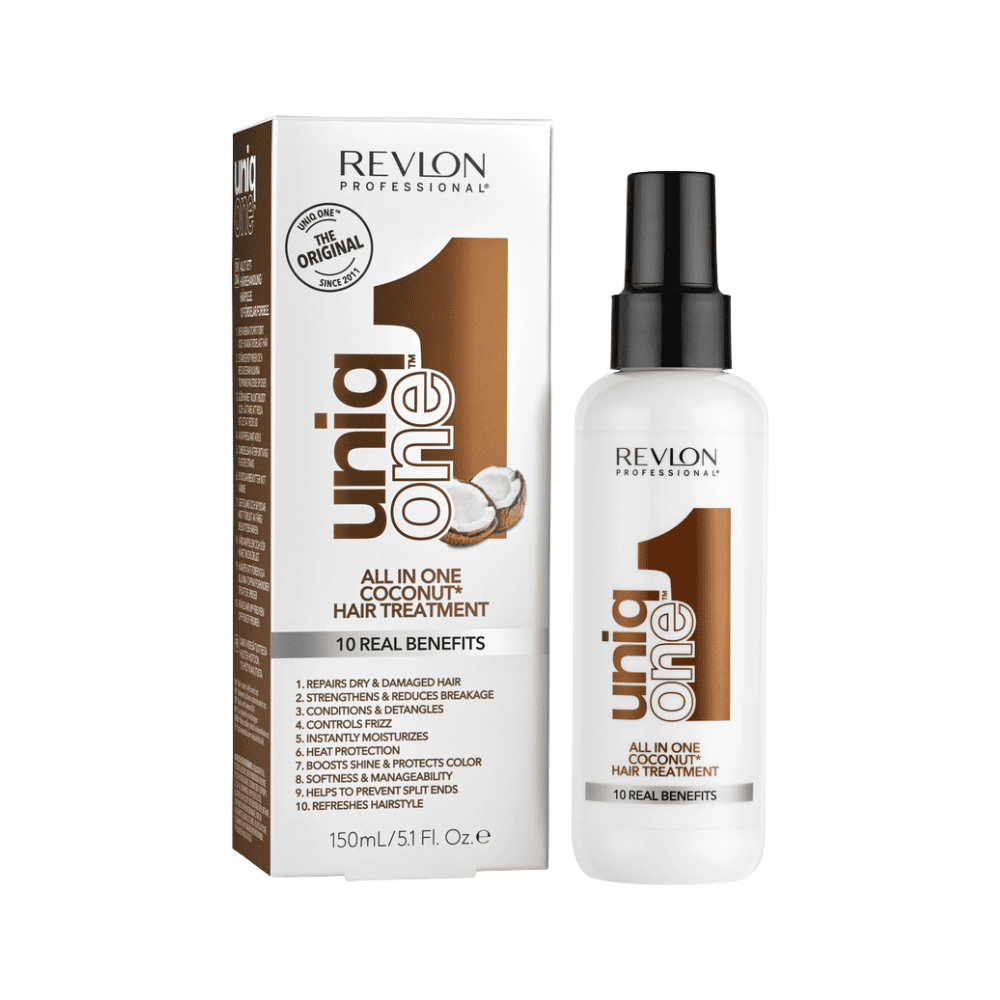 Revlon Uniq One Coco Spray 150ML për trajtim të flokëve me aromë kokos, 150ml, për rigjenerim d.