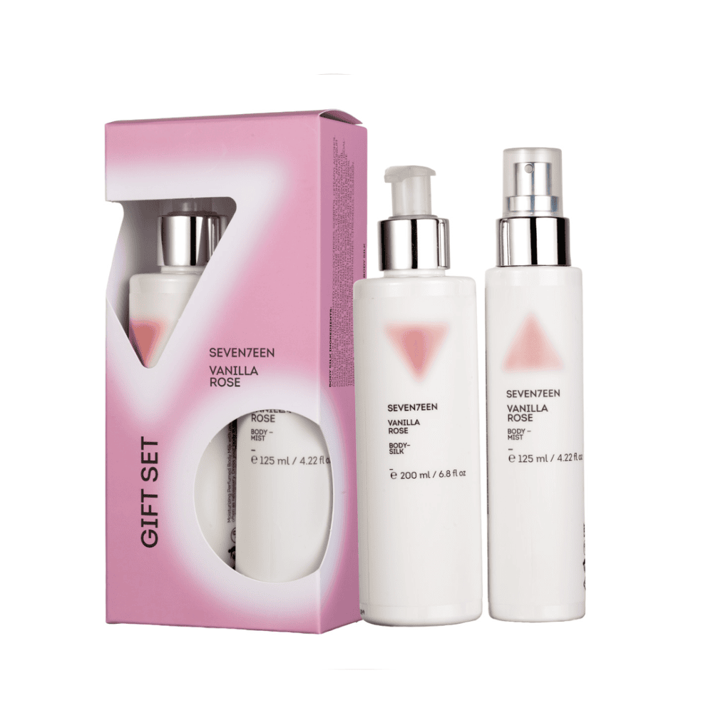 Set kozmetike Vanila Rose për trup dhe parfum, paketë dhurate me dy produkte.