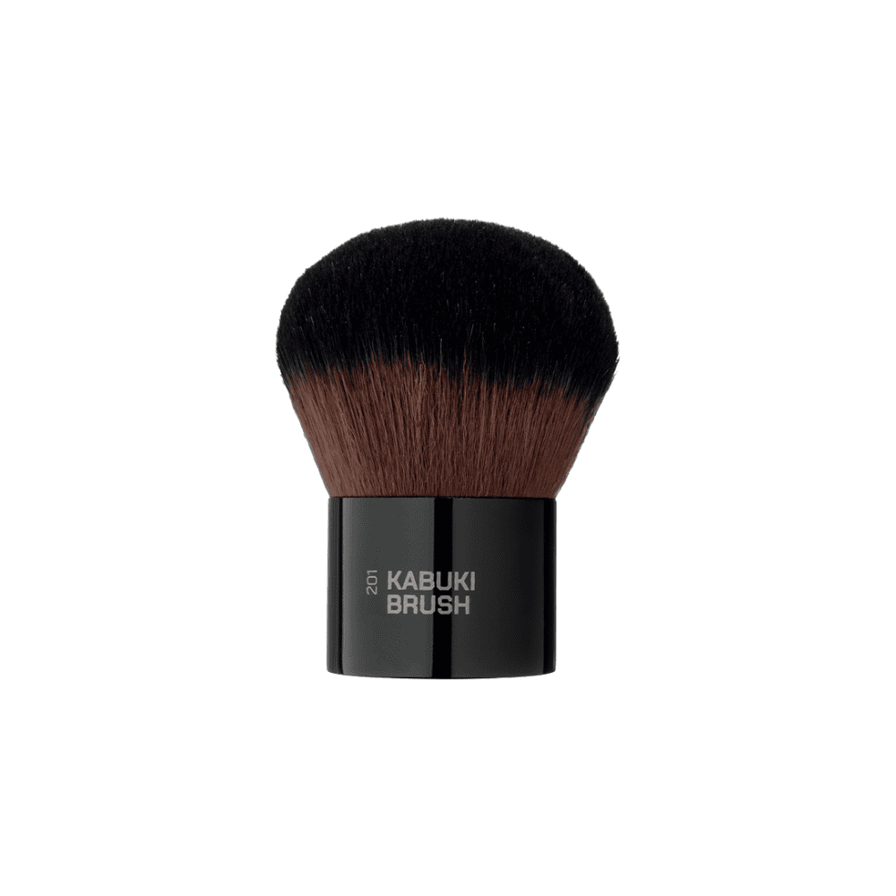 Fletëzëzë Kabuki Brush 201 për aplikimin e fondatinës dhe pudrës.