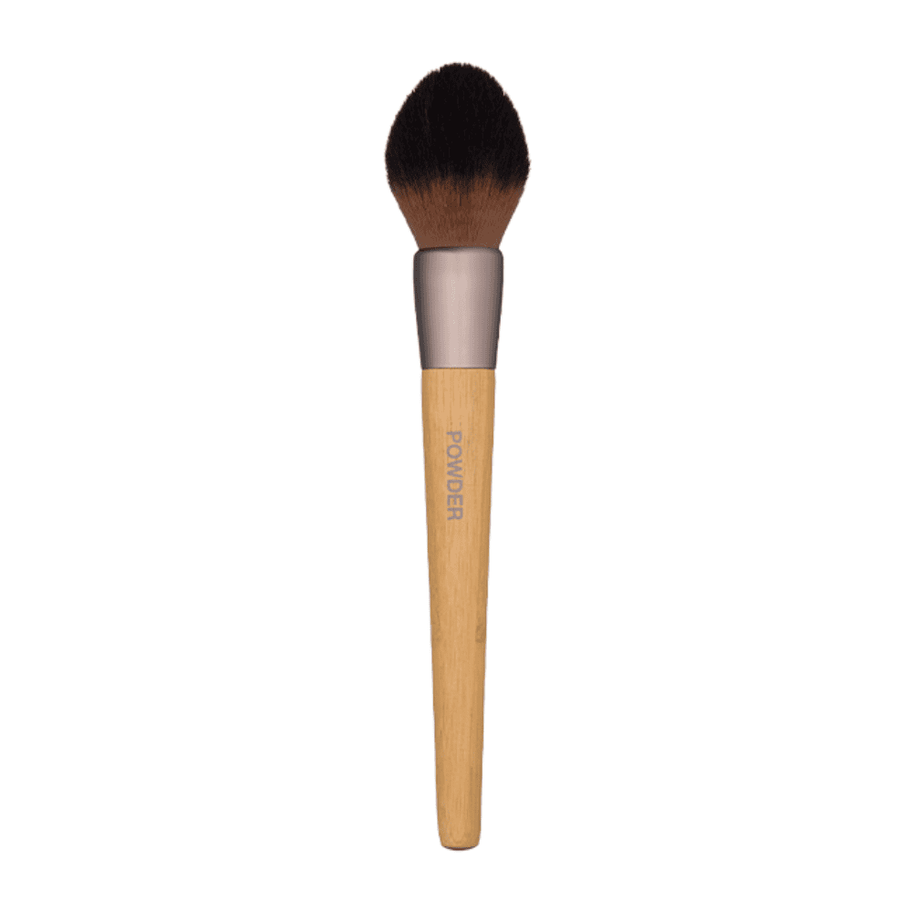 Brush me dorë druri për aplikimin e makeup-it, kozmetikë profesionale, për fytyrë dhe sy.