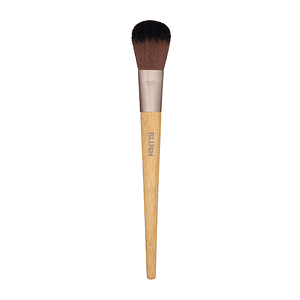 Brush për fytyrën me dorë bambu për aplikimin e blush-it dhe kozmetikës së fytyrës.