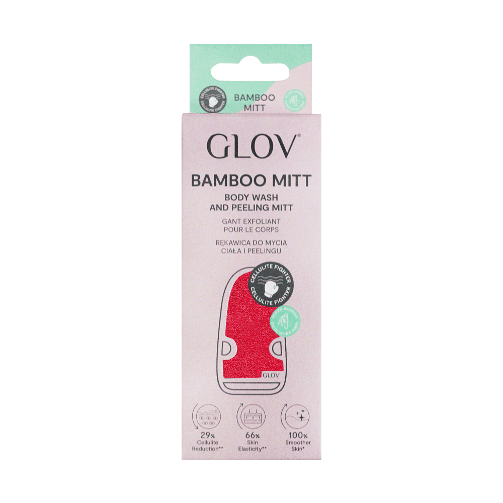 GLOV Bamboo Mitt për pastrim të trupit dhe peeling me bambus, për lëkurë të butë dhe të shëndetshme.