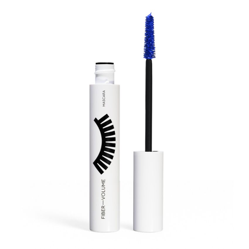 Mascara Fiber-Volume për volumin e qerpikëve me ngjyrë blu dhe formulë të fuqishme.