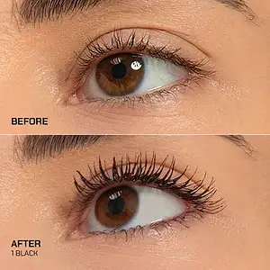 Qerpikë të gjatë dhe të dendësuar me mascara, produkt kozmetike për qerpikë.