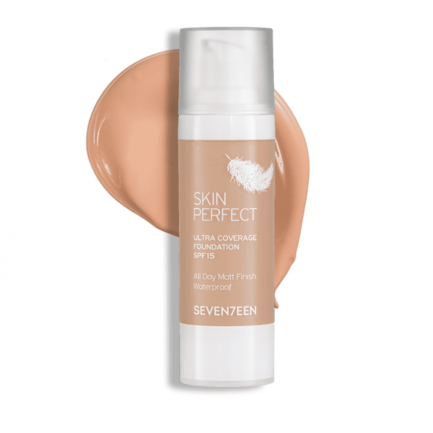 Fondacioni Skin Perfect me mbulim të lartë dhe SPF 15 për pamje natyrale dhe të qëndrueshme.