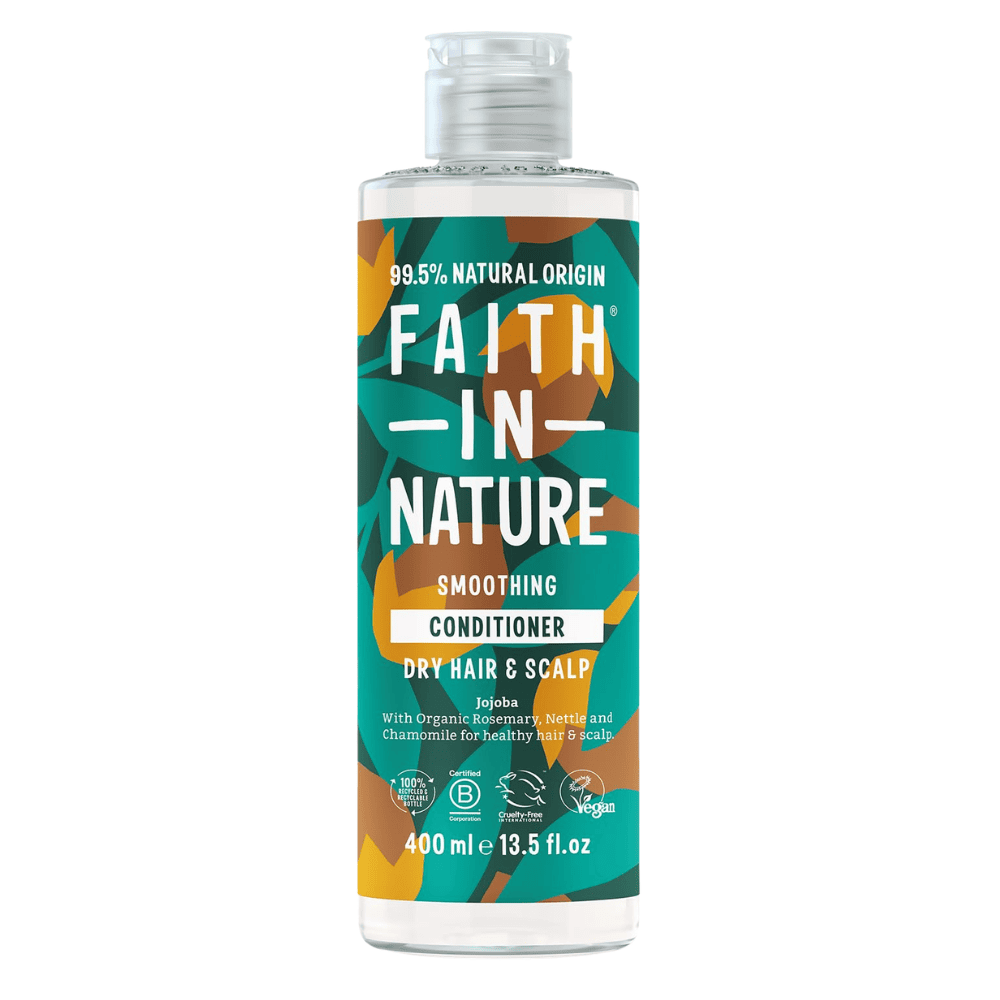 Kondicioner Faith in Nature për flokë të thatë dhe skalp të shëndetshëm, me përbërës natyralë.