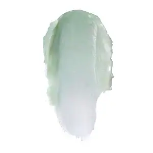 Krem buzësh me ngjyrë të lehtë të gjelbër dhe teksturë të butë për kujdesin e buzëve.