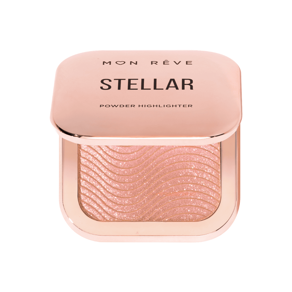 Highlighter pluhur i ngjyrës rozë me shkëlqim të lartë për fytyrën dhe trupin, për një pamje të ndri.