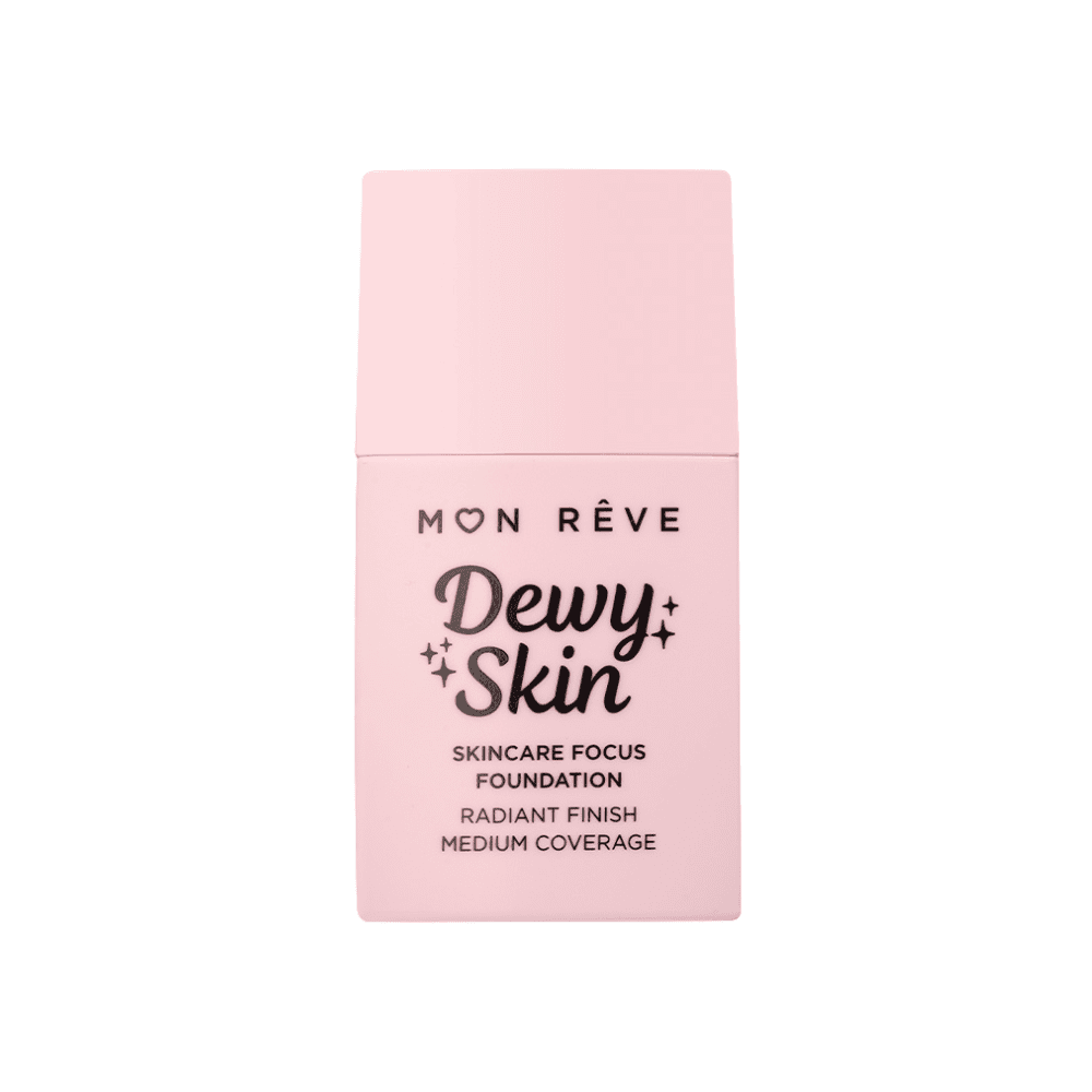 Dewy Skin Foundation 23W për pamje të ndritshme dhe mbulim të mesëm, produkt kozmetike për fytyrën.