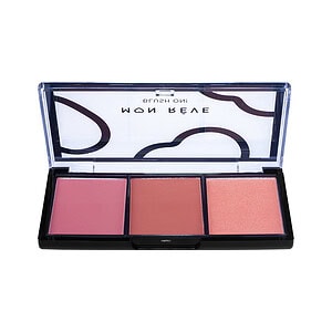 Blusher Trio No.02 me ngjyra të nxehta dhe të buta për fytyrën dhe faqe të bukura.