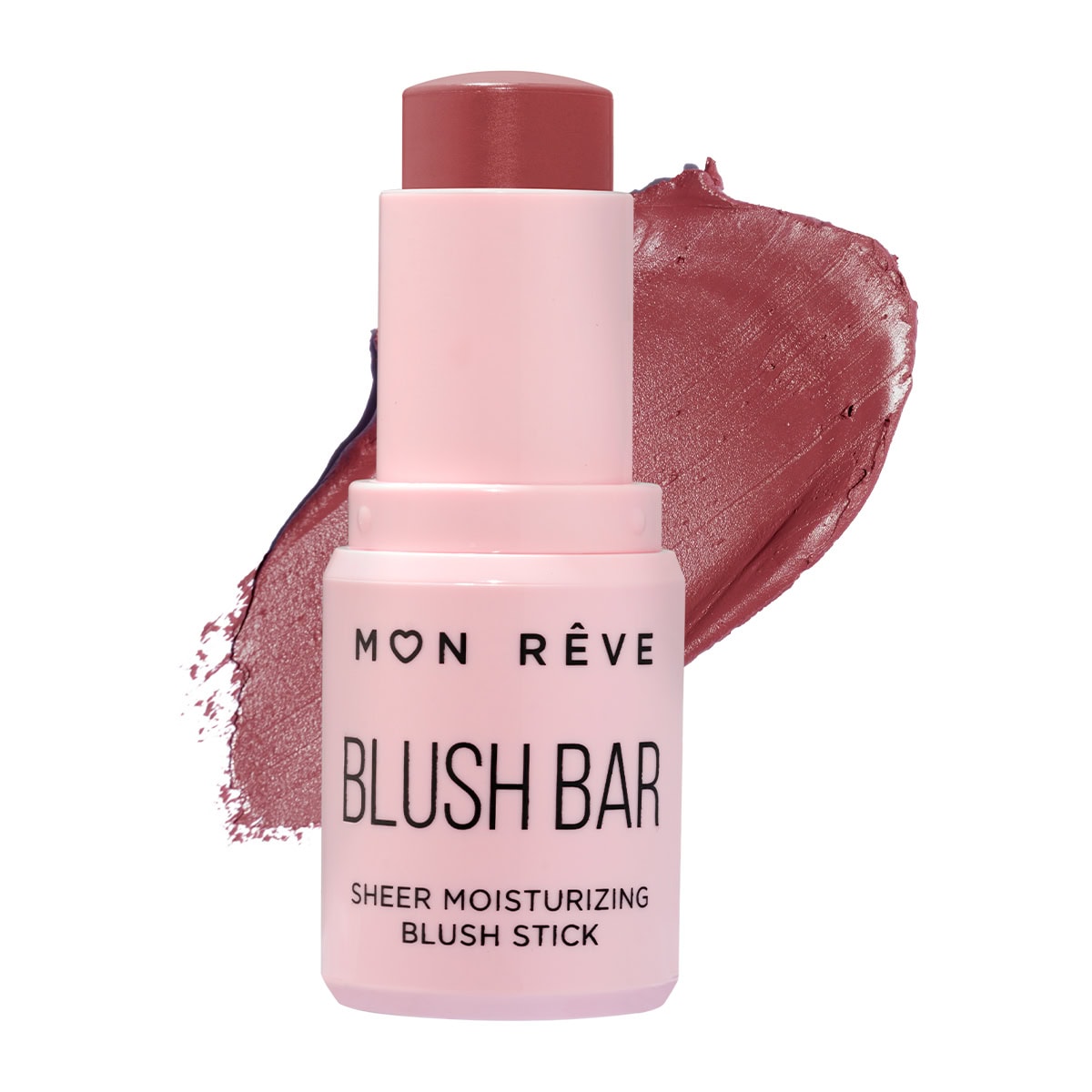 Blush stick për fytyrë, produkt kozmetike, ngjyra rozë, për shkëlqim natyral të lëkurës.