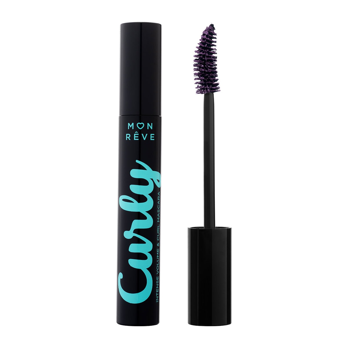 Mascara Cuvly Moon Réve me volumin të thellë dhe ngjyrë purpuri, qoshe e ujit të fortë.