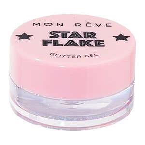 Glitter gel Star Flake nga Mon Reve për të shkëlqyer buzësh dhe thonj, paketë rozë qeramike.
