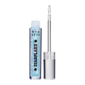 Lip oil me ngjyra qielli dhe shkëlqim yjor, produkt kozmetik për buzët.