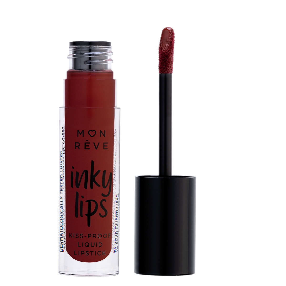 Moon Réve Inky Lips likid lipstik kırmızı ruj kapak açık.