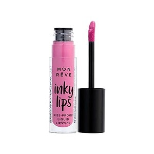 Lipstick rozë rozë lëng dhe aplikues në kapak të zi. Produkt kozmetik me ngjyrë rozë tepër të ndezur.