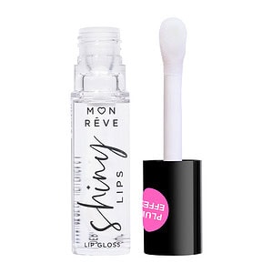 Lip gloss i qartësuar, në qafën e buzëve me aplikues me maje ndarëse, për kozmetikë buzësh.
