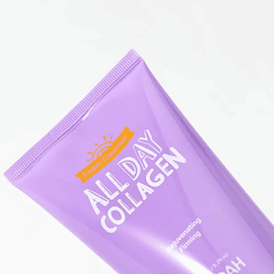 Kozmetik All Day Collagen krem, paket i purpurt, i lemuar dhe mbledhje collageni per lekuren.